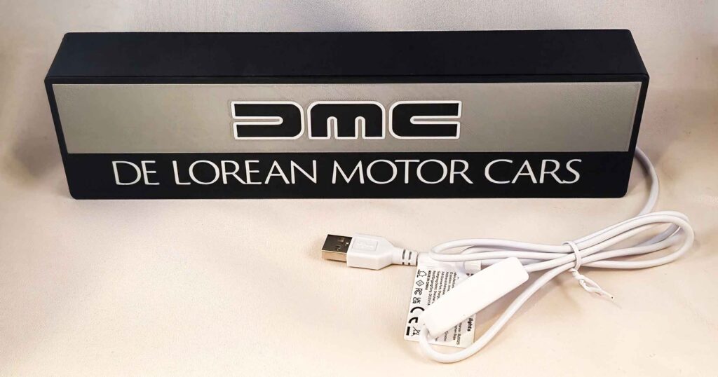 DeLorean Dealership Sign Lightbox - off | Marceline Emporium