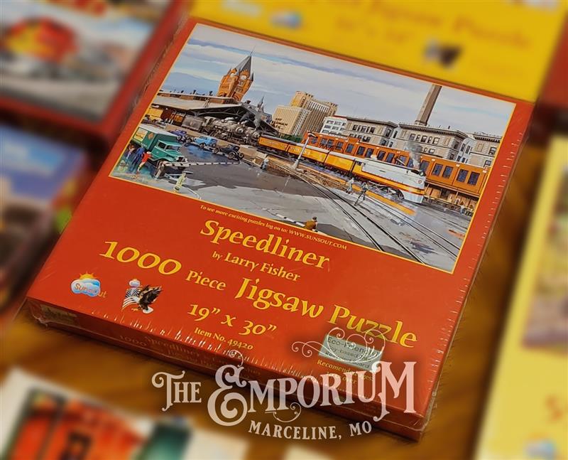 Speedliner railroad scene jigsaw puzzle - 69402 - box | Marceline Emporium